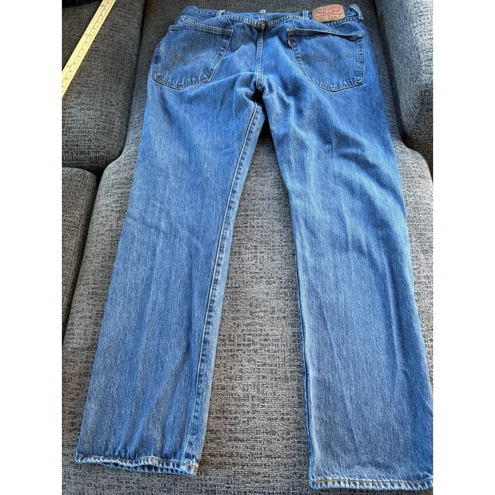 Levis 501 Original Vintage Style Blue Denim Button Fly Jeans 27‎ x32 Boyfriend - Picture 7 of 10